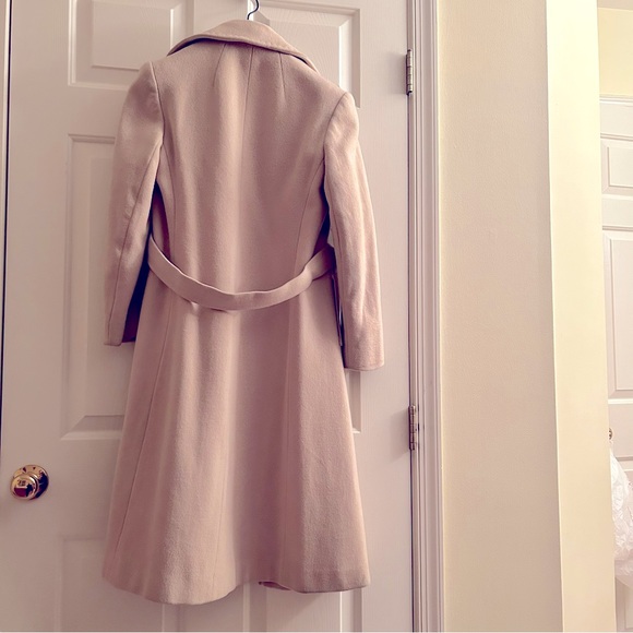 Cashmere belted tie only long bone ecru old Hollywood glam formal scandal coat - Picture 13 of 15